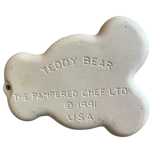 Vtg 1991 THE PAMPERED CHEF Teddy Bear Stoneware Cookie Mold Form Biscuits - Picture 5 of 6